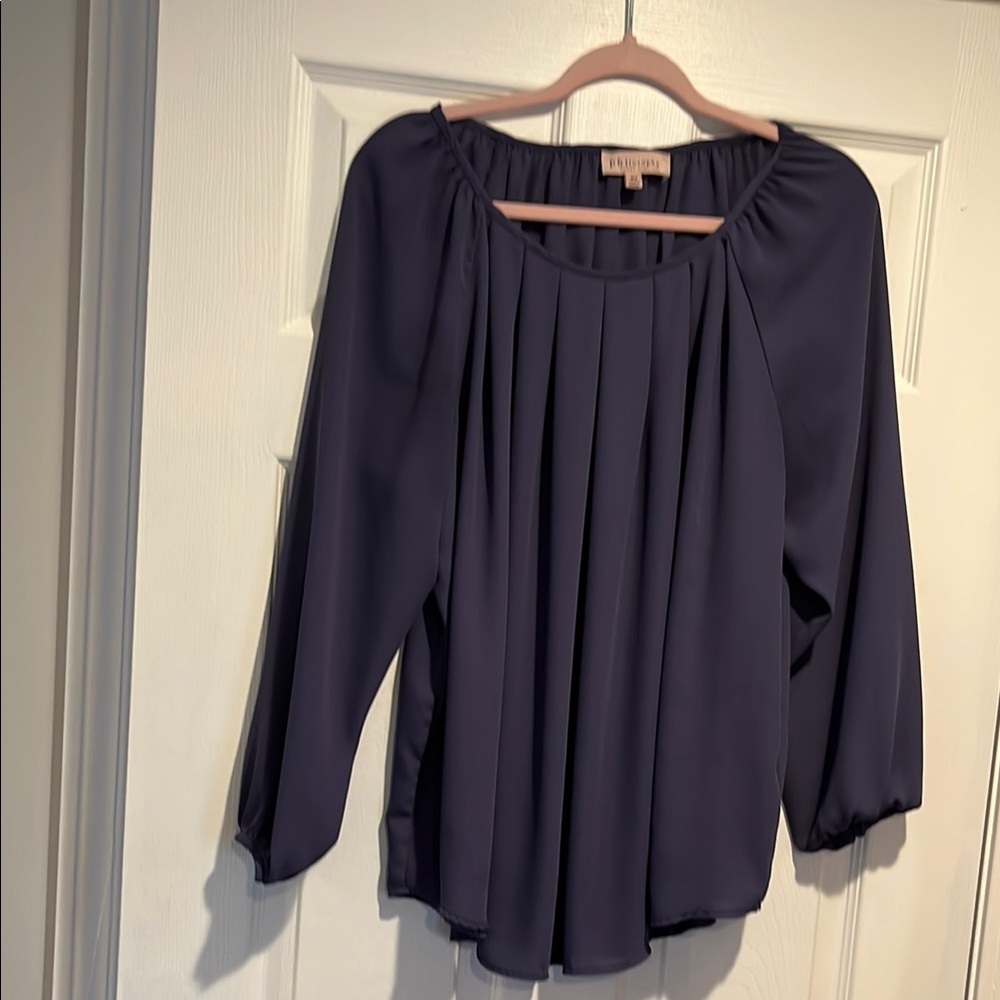 Philosophy Purple Pleated 3/4 Sleeve Blouse